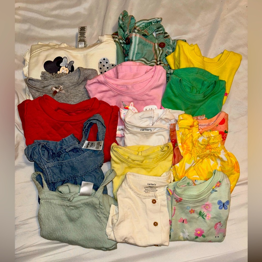 Baby Girls shirts, rompers, and dresses 9 months clothes